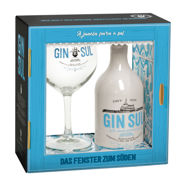 Gin Sul Gin 0,7l bottle Geschenkarton with Glas