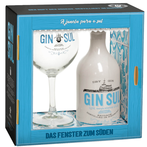 Gin Sul Gin 0,7l Flasche Geschenkarton mit Glas