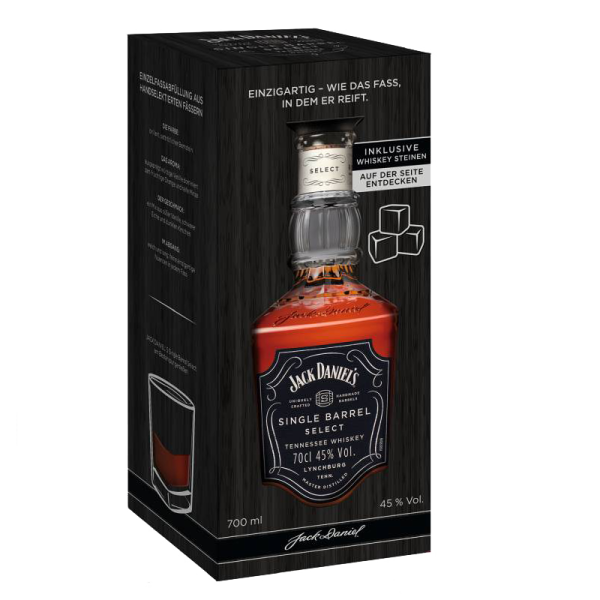 Jack Daniels singel barrel Present with Whiskey Steinen 0,7l bottle