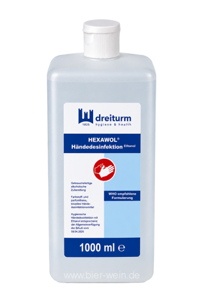 Dreiturm Hexawol Hand Sanitiser 1.0l Bottle